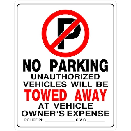Hillman HILLMAN English White No Parking Sign 19 in. H X 15 in. W, PK6 842196